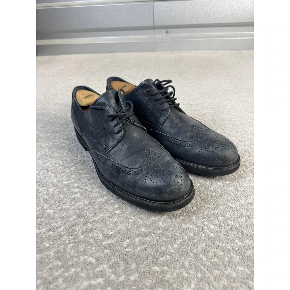Tod's Shoes Mens Size 11 Blue Leather Wingtip Brogue Oxford Dress Italy EU45
